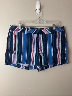 a.n.a. Multi Striped Cotton Blend Twill Summer Chino Shorts Size 14 Vacation